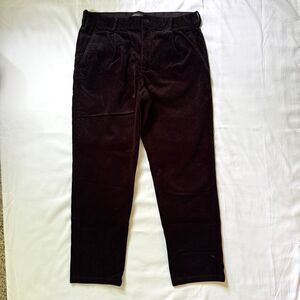 H&M Men's Corduroy Black Trousers Pants With Pleats Size 32